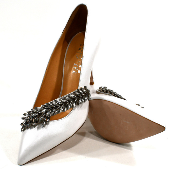 ALESSANDRO DI MARIA WHITE LEATHER PAMPS - Picture 8 of 8